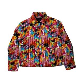 UBU Womens L Crinkle Reversible Artsy Jacket vibrant colorful  Art To Wear